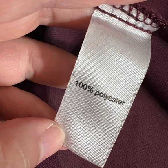 Maurices Womens Sheer Blouse Top Pullover Keyhole Wrap Front High Low Hem Red M - Picture 7 of 8